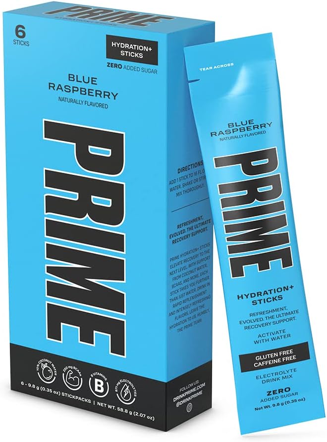 230527220508181_1 Prime Hydration+ Stick Pack | Electrolyte Drink Mix | 10% Coconut Water | 250mg BCAAs | Antioxidants | Naturally Flavored | Zero Added Sugar | Easy Open Single-Serving Stick | Ice Pop, 6 Sticks - Image 1